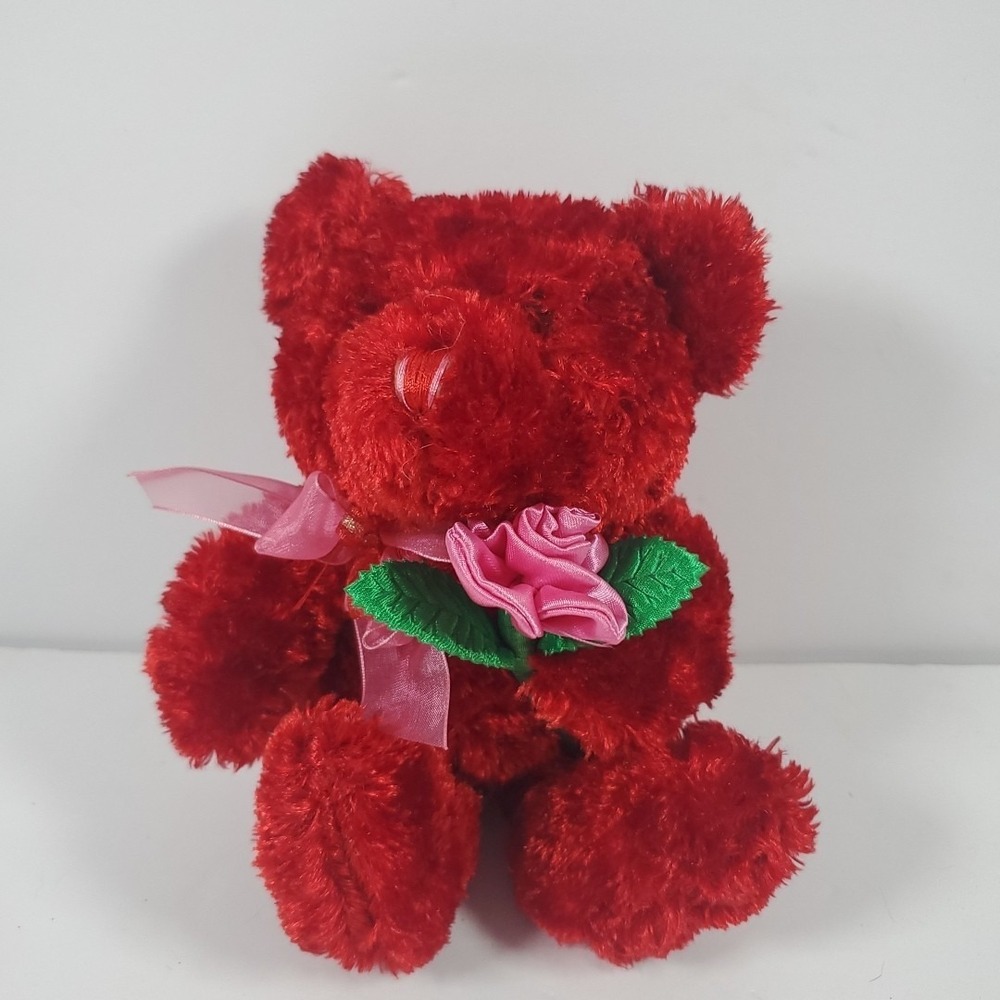 Dan Dee Teddy Bear Collectors Choice Red Rose Plush 8" Valentine's